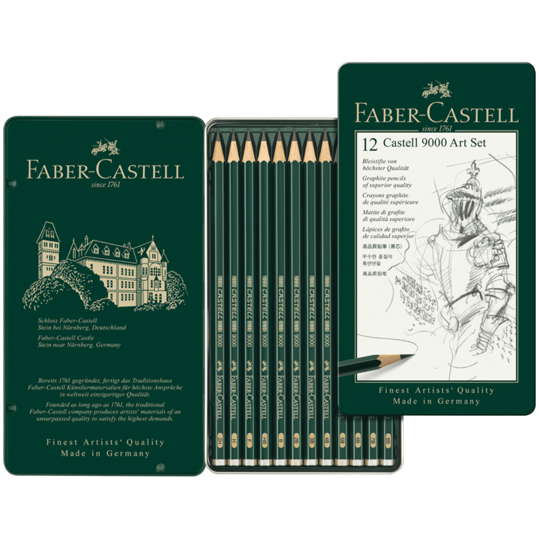 Набор карандашей чернографитных Faber-Castell "Castell 9000 Art Set" 2H-8B, 12 шт/упак / Карандаши чернографитные №3
