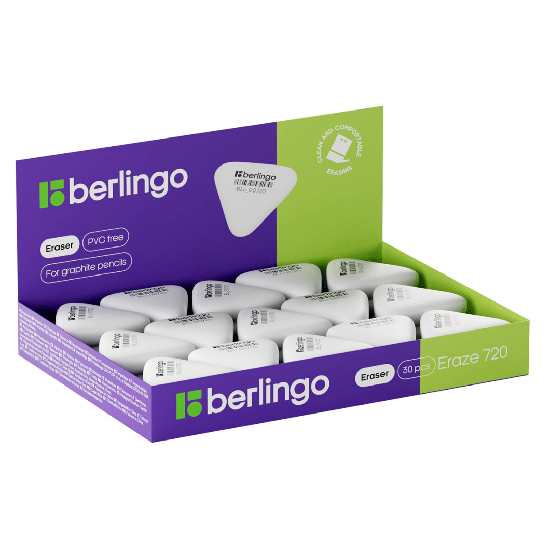 Ластик Berlingo "Eraze 720" треугольный, 34*33*9 мм, белый, цена за штуку / Ластики №2