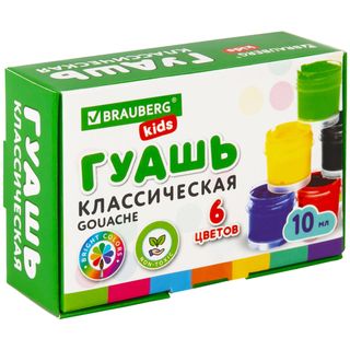 Гуашь Brauberg Kids "New", 6 цветов / Гуашь