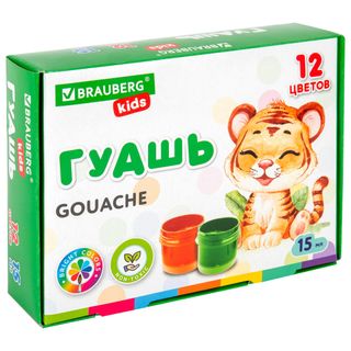 Гуашь Brauberg Kids, 12 цветов / Гуашь