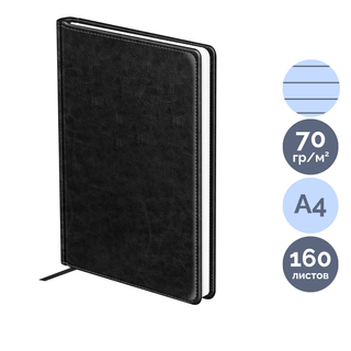 Күнтізбесіз күнделік Brauberg "Vista. Black", A5, 136 п, жасанды былғары / Күнтізбесіз күнделіктер
