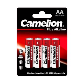 Батарейки Camelion Plus Alkaline пальчиковые AA LR6-BP4, 1.5V, 4 шт./уп, цена за упаковку / Батарейки