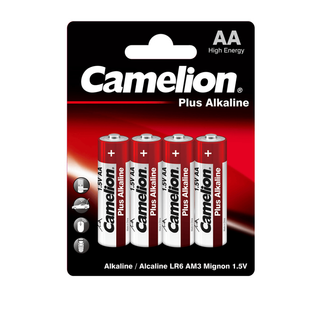 Батарейки Camelion Plus Alkaline пальчиковые AA LR6-BP4, 1.5V, 4 шт./уп, цена за упаковку / Батарейки