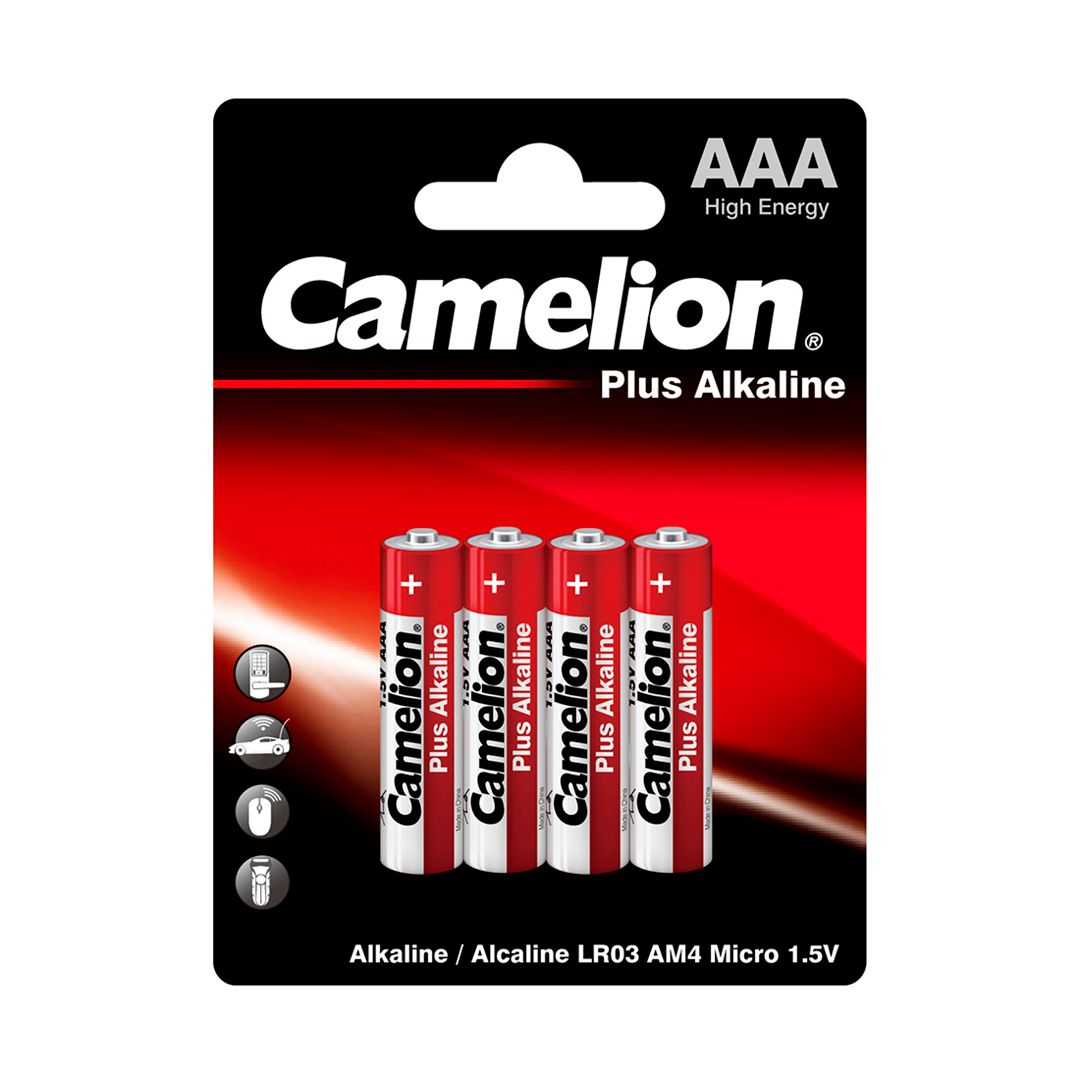 Батареялар Camelion Plus Alkaline шынашақты AAA LR03-BP4, 1.5V, қаптамада 4 дана, баға бір қаптамасы үшін