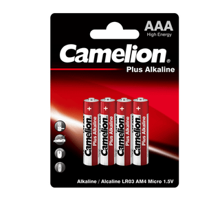 Батарейки Camelion Plus Alkaline мизинчиковые AAA LR03-BP4, 1.5V, 4 шт./уп, цена за упаковку / Батарейки