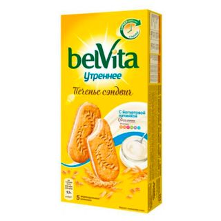 Печенье BelVita "Утреннее", с йогуртовой начинкой, 253 гр / Печенье, вафли, крекеры