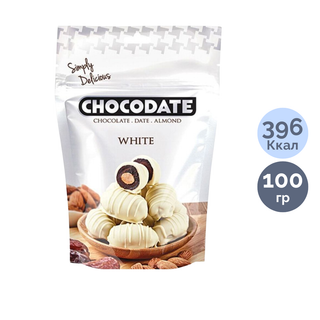 Ақ шоколадтағы құрмалар Chocodate, 100 гр / Кәмпиттер oe.kz Ақ шоколадтағы құрмалар Chocodate, 100 гр / Кәмпиттер