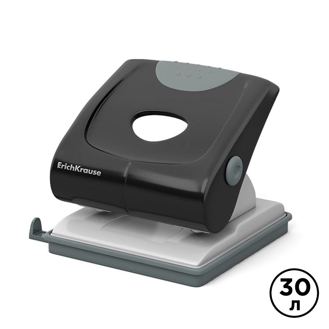 Дырокол на 30 листов Erich Krause "Elegance", пластиковый, черный / Дыроколы до 35 листов