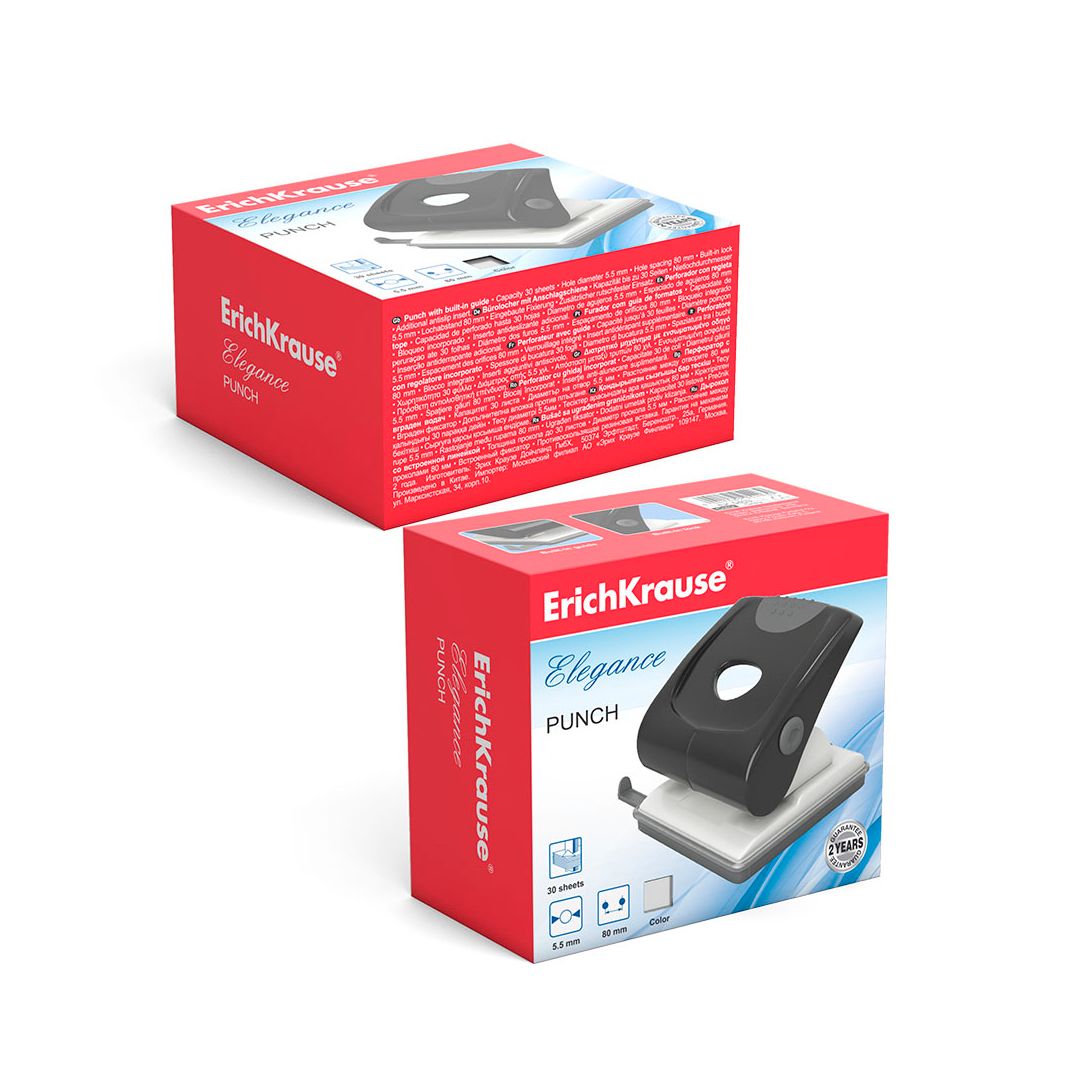 Дырокол на 30 листов Erich Krause "Elegance", пластиковый, черный / Дыроколы до 35 листов №3