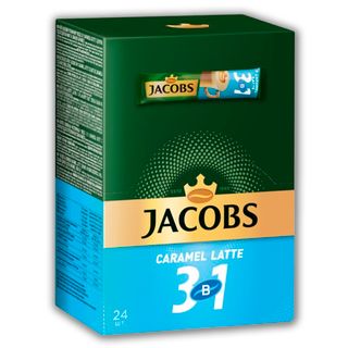 Кофейный напиток Jacobs Caramel 3 в 1, 24 пакетиков / Кофе порционный