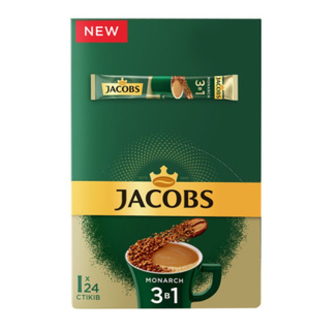 Кофе растворимый Jacobs Monarch FD Original 3 в 1, 24 пакетиков / Кофе порционный
