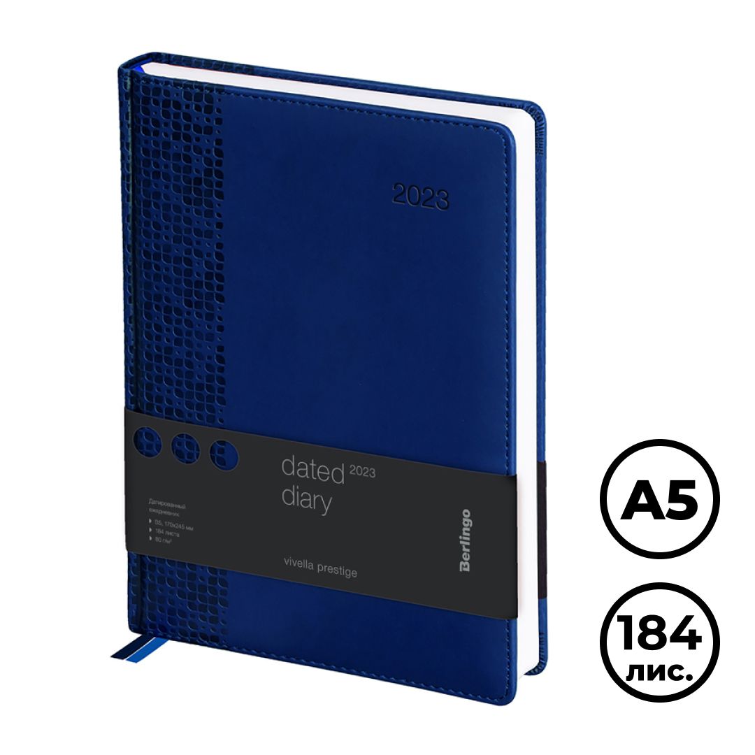 Ежедневник датированный Berlingo "Vivella Prestige", 2023 г., А5, 184 л, синий / Ежедневники датированные