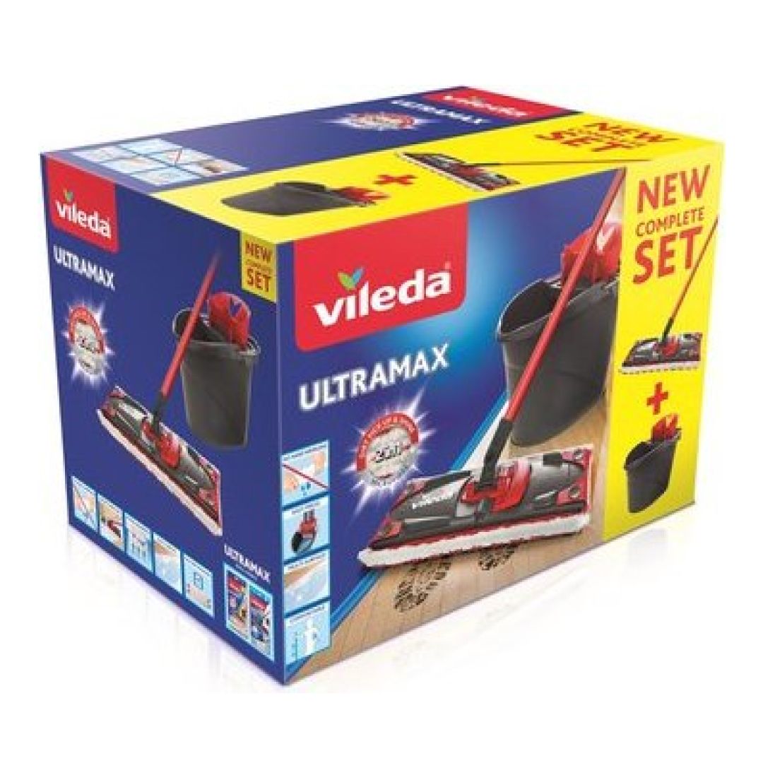 Комплект для уборки Vileda "Ulramax", 12 литров, с отжимом, ведро+швабра / Швабры и комплекты