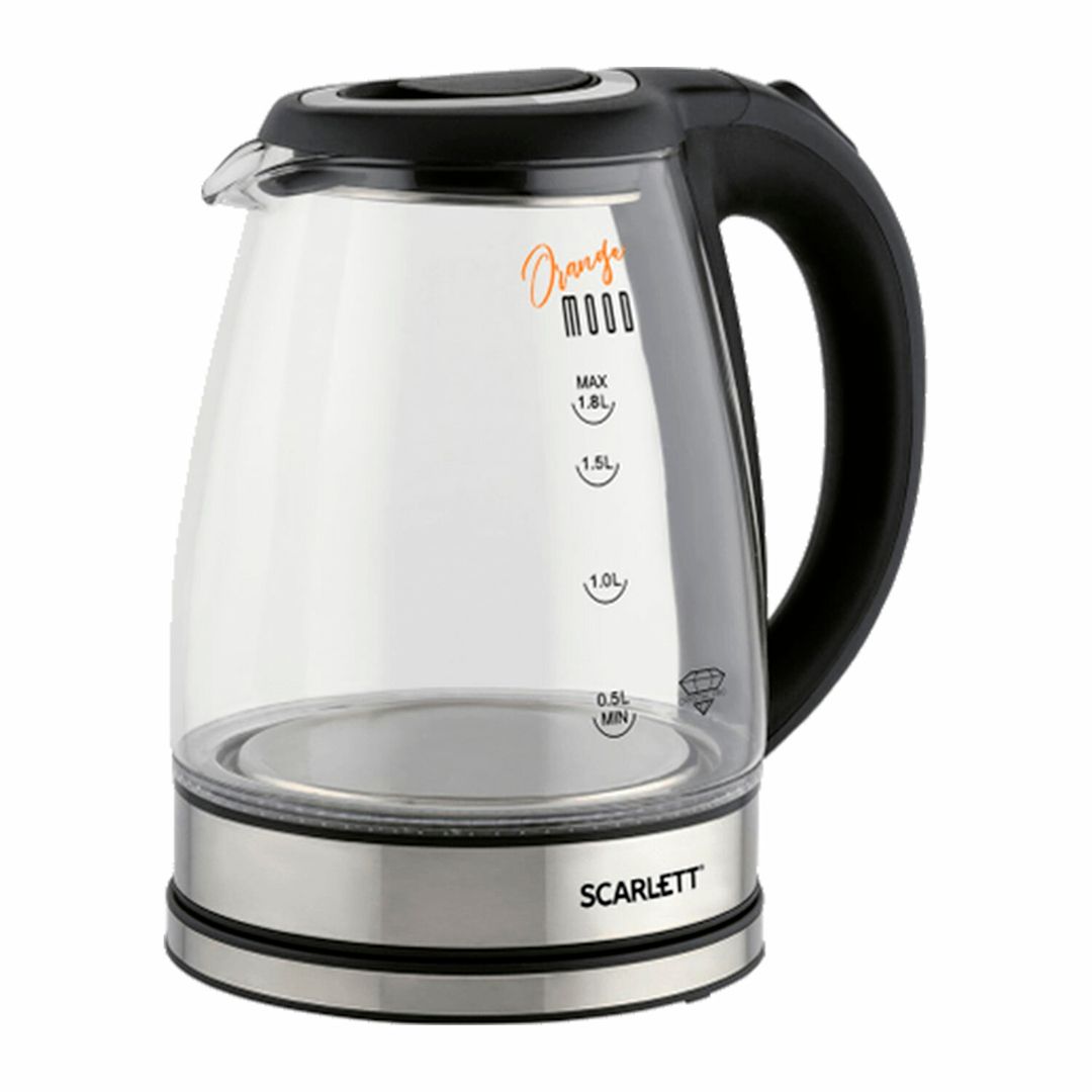 Электрочайник Scarlett SC-EK27G36, 1,8 л., 1800 Вт, стекло, серебристый / Чайники	