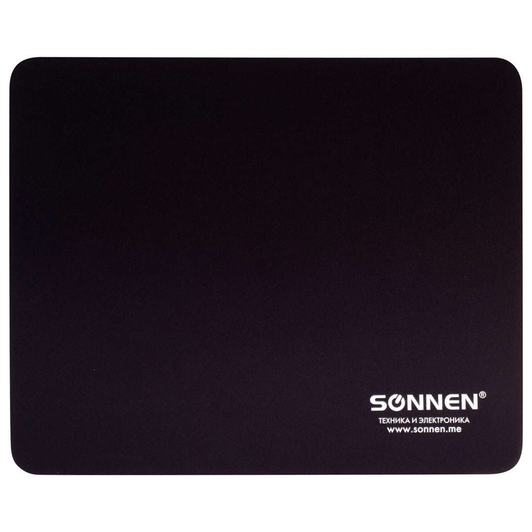Тінтуір төсеніші Sonnen "Black", негізі резеңкеден, өлшемі 220*180*3 мм, қара / Тінтуір төсеніштері