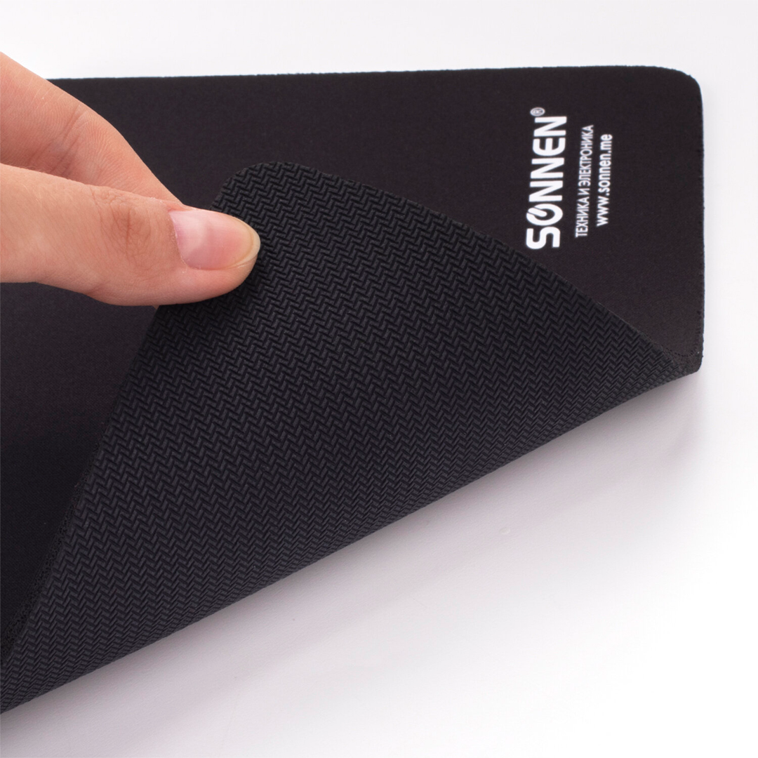 Тінтуір төсеніші Sonnen "Black", негізі резеңкеден, өлшемі 220*180*3 мм, қара / Тінтуір төсеніштері №3