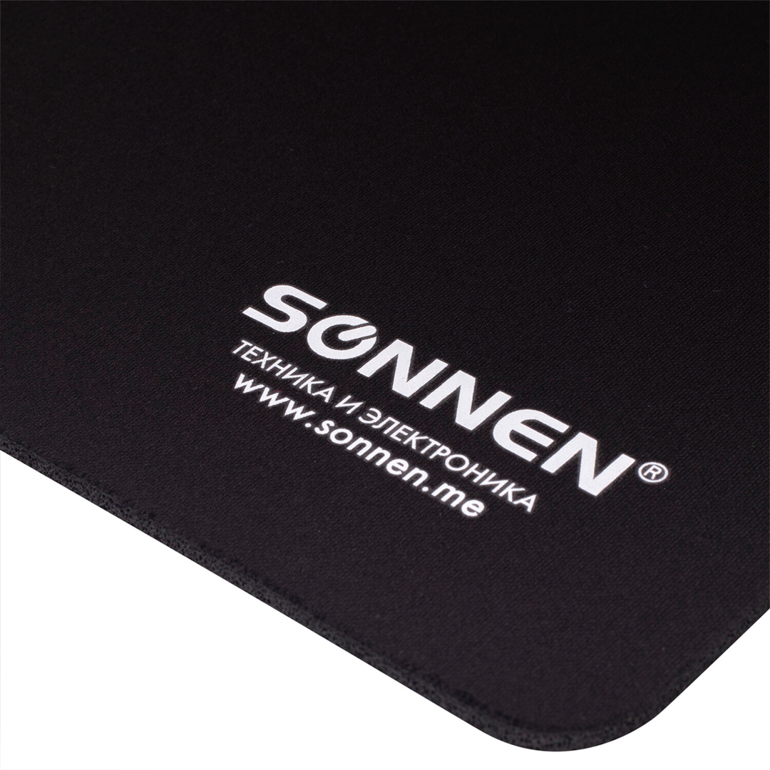 Тінтуір төсеніші Sonnen "Black", негізі резеңкеден, өлшемі 220*180*3 мм, қара / Тінтуір төсеніштері №2