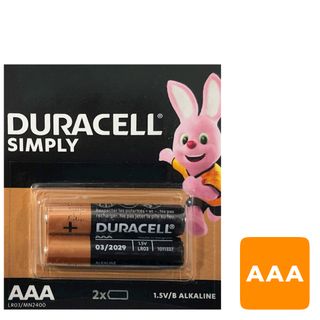 Батарейки Duracell Simply, мизинчиковые AAA LR03, 1,5 V, 2 шт. в блистере / Батарейки