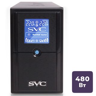 ИБП SVC V-800-L-LCD, 800ВА/480Вт, черный / Источники бесперебойного питания