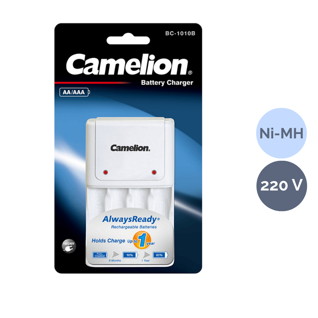 Зарядное устройство Camelion BC-1010B, 220 В, 4*AAA/4*AA, белое / Аккумуляторы, зарядные устройства