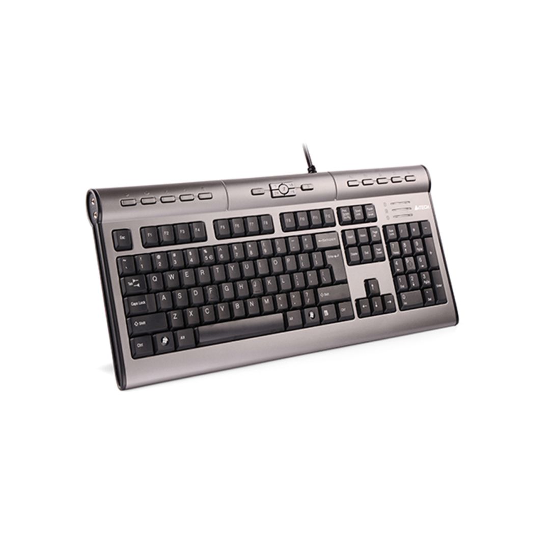 Клавиатура проводная A4Tech KL-7MUU, USB, ENG/RUS, 17 мультимедиа клавиш, серая / Клавиатуры проводные