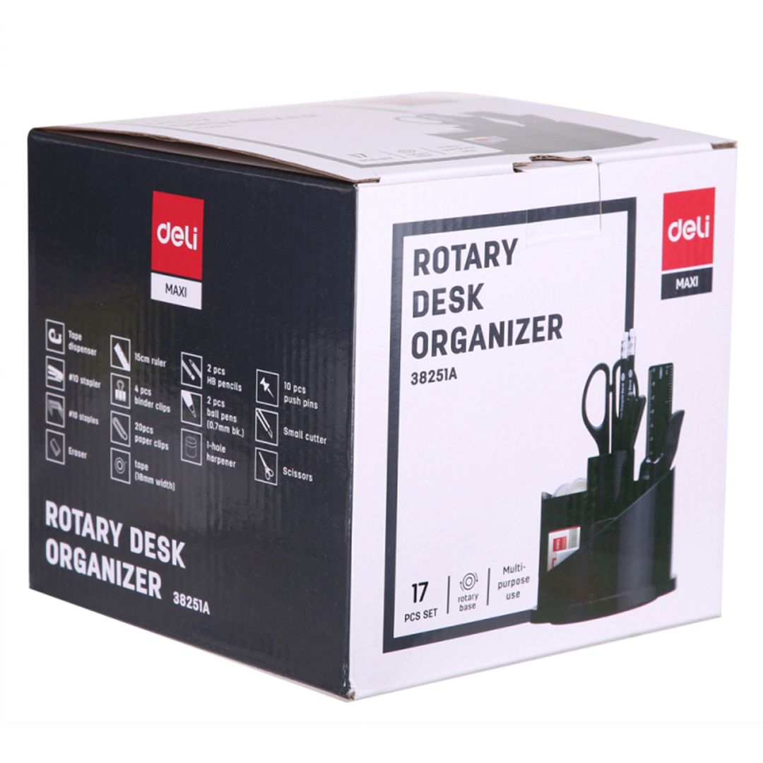 Үстел органайзері Deli "E38251A", 16 кеңселік бұйым, қара / Тіреуіштер толтырғышымен №3
