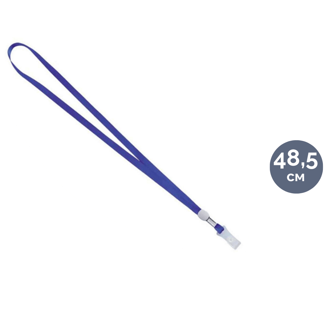 Шнурок для бейджа Deli, длина 48,5 см, силиконовый зажим, синий / Держатели для бейджей