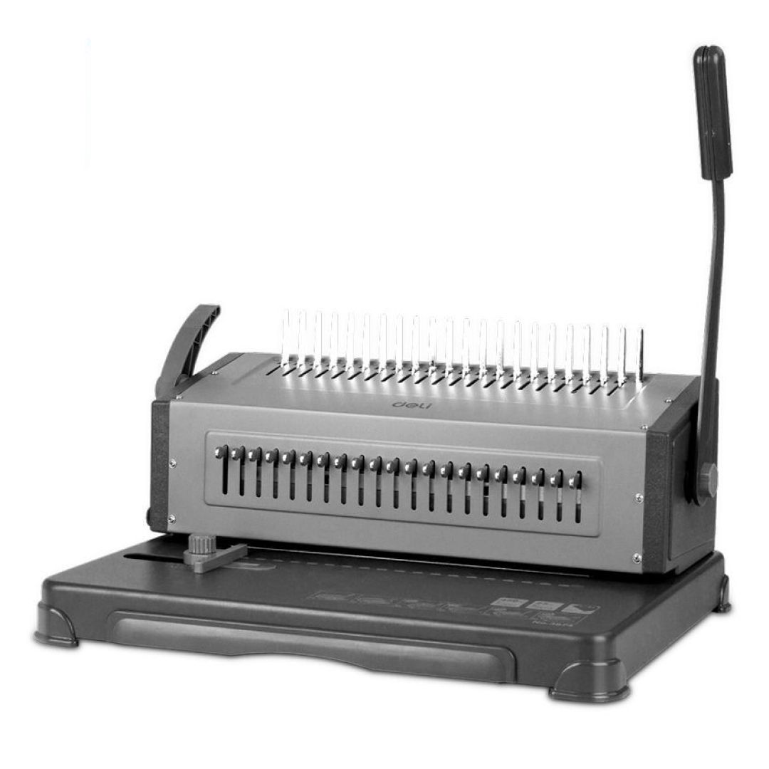 Переплетная машина Deli 3874, пробивная мощность 25 листов, переплетает до 450 листов / Переплетные машины oe.kz Переплетная машина Deli 3874, пробивная мощность 25 листов, переплетает до 450 листов / Переплетные машины