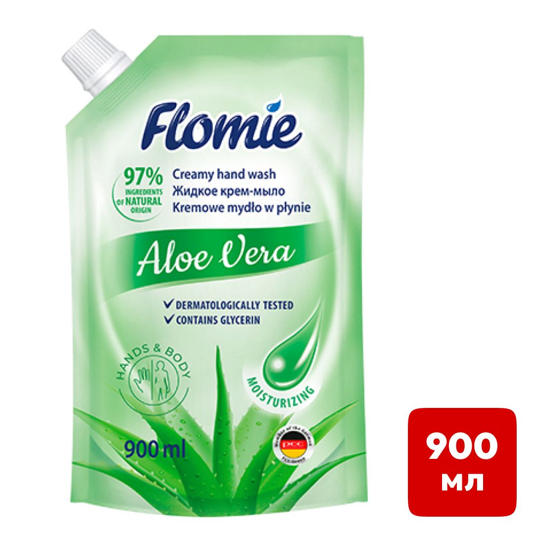 Жидкое крем-мыло Flomie "Aloe Vera", 900 мл / Жидкое мыло