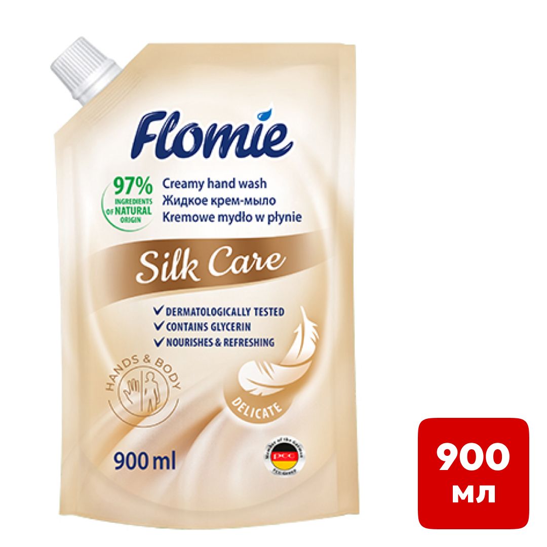 Жидкое крем-мыло Flomie "Silk Care", 900 мл / Жидкое мыло