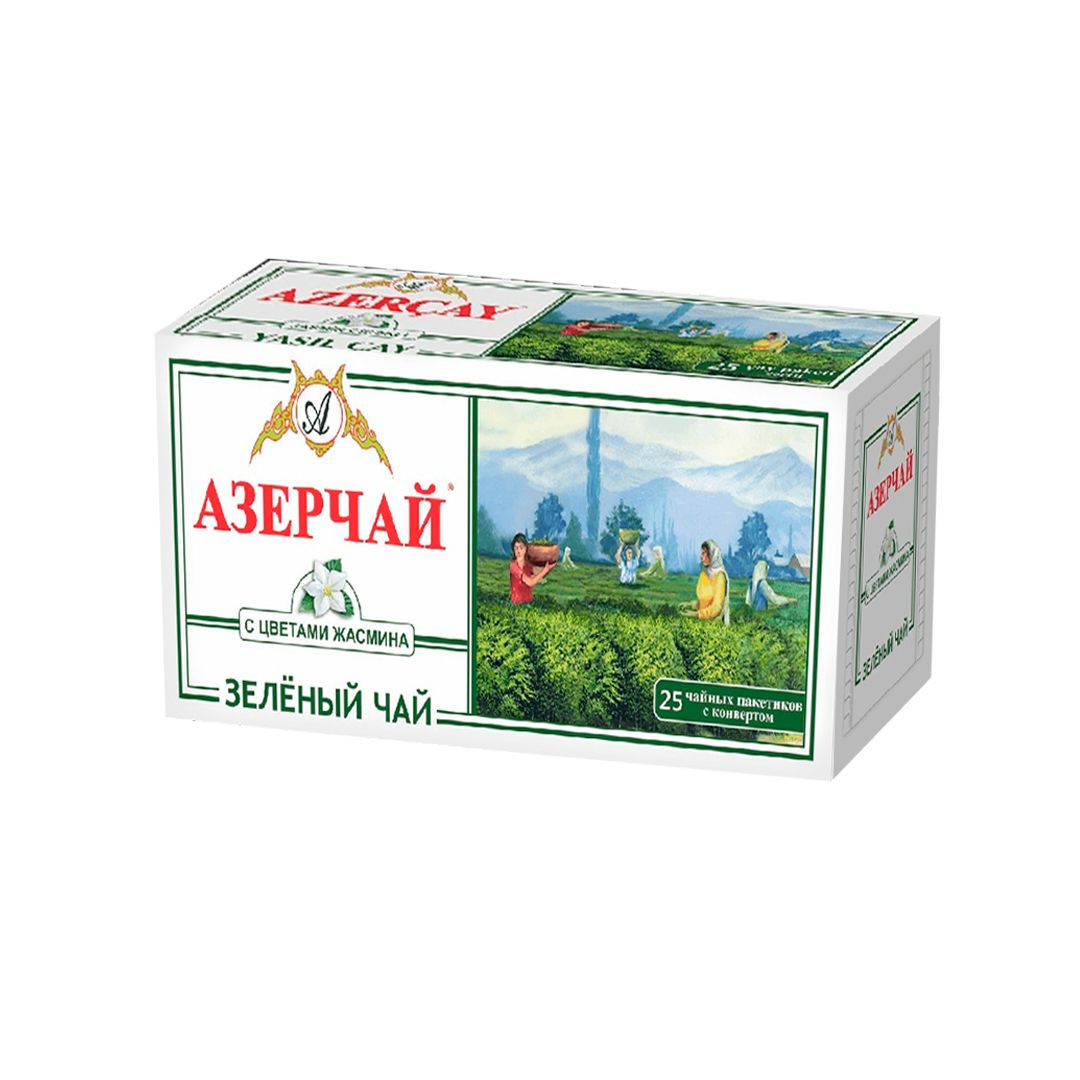 Чай Азерчай, зеленый, 25 пакетиков / Чай пакетированный