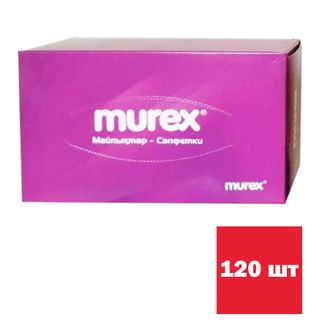 Салфетки Murex "Mini", 2-х слойные, 120 шт., размер листа 21,5*17 см, в картонном боксе, белые / Салфетки бумажные