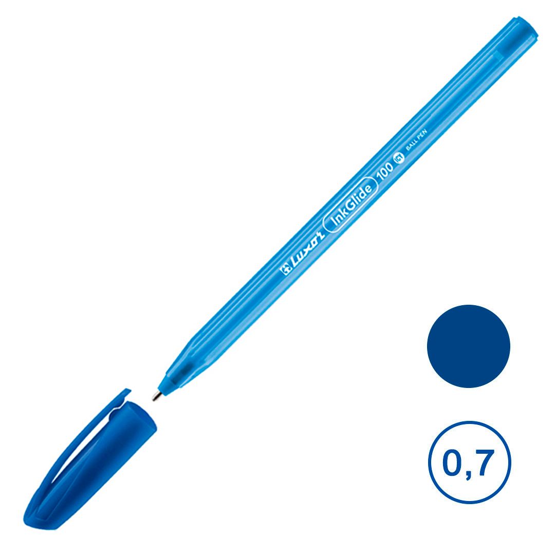 Ручка шариковая Luxor "InkGlide Icy", 0,7 мм, синяя, цена за штуку / Ручки шариковые неавтоматические