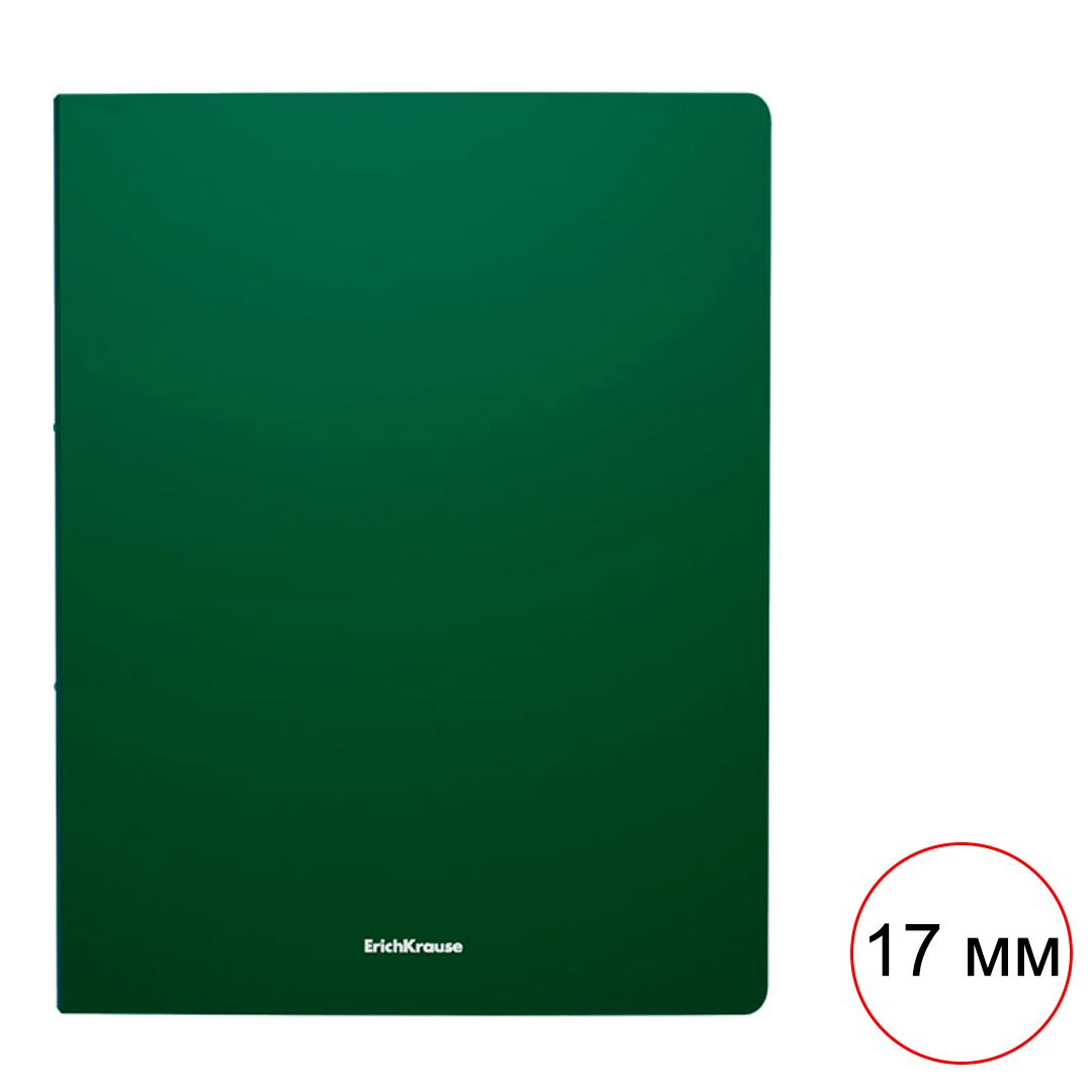 Папка Erich Krause "Classic" с зажимом, A4 формат, корешок 17 мм, зеленый / Папки с зажимом