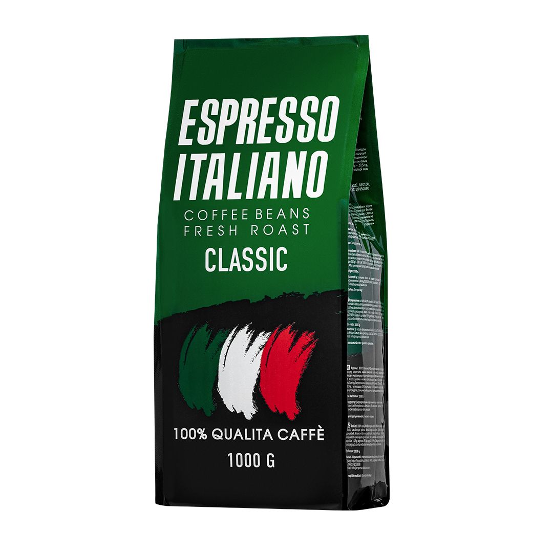 Кофе дәндері Espresso Italiano Classic, қаралап қуырылған, 1000 гр