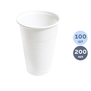 Бір реттік пластмассалық стақан, 200 мл, ақ, 100 дана / Бір реттік ыдыстар oe.kz Бір реттік пластмассалық стақан, 200 мл, ақ, 100 дана / Бір реттік ыдыстар