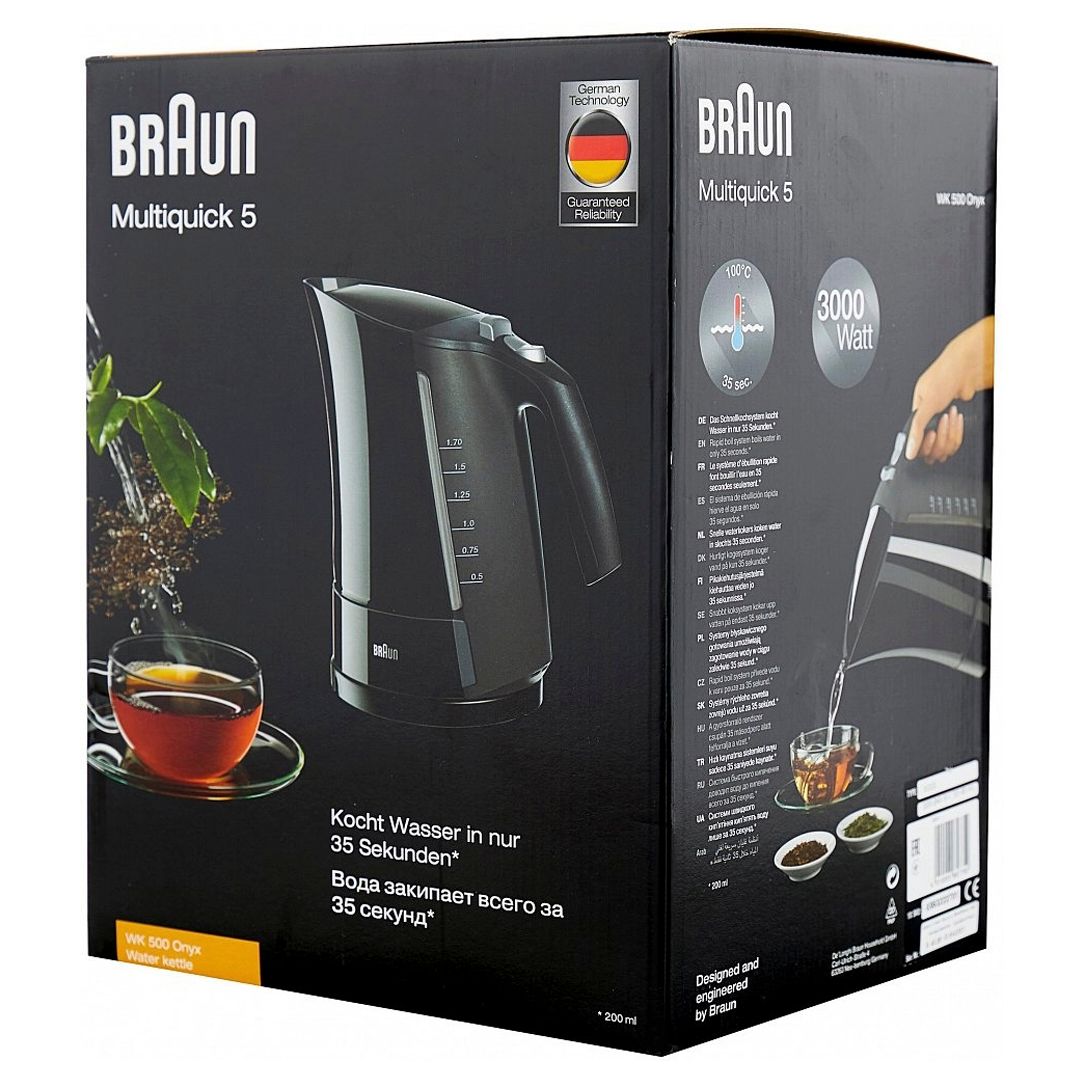 Электрический чайник Braun WK500 Onyx, 1,7 л., 3000 Вт, черный / Чайники №4 oe.kz Электрический чайник Braun WK500 Onyx, 1,7 л., 3000 Вт, черный / Чайники №4