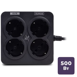 Стабилизатор напряжения SVC AVR-1008-U, 1000ВА/500Вт, 4 розетки, черный / Источники бесперебойного питания