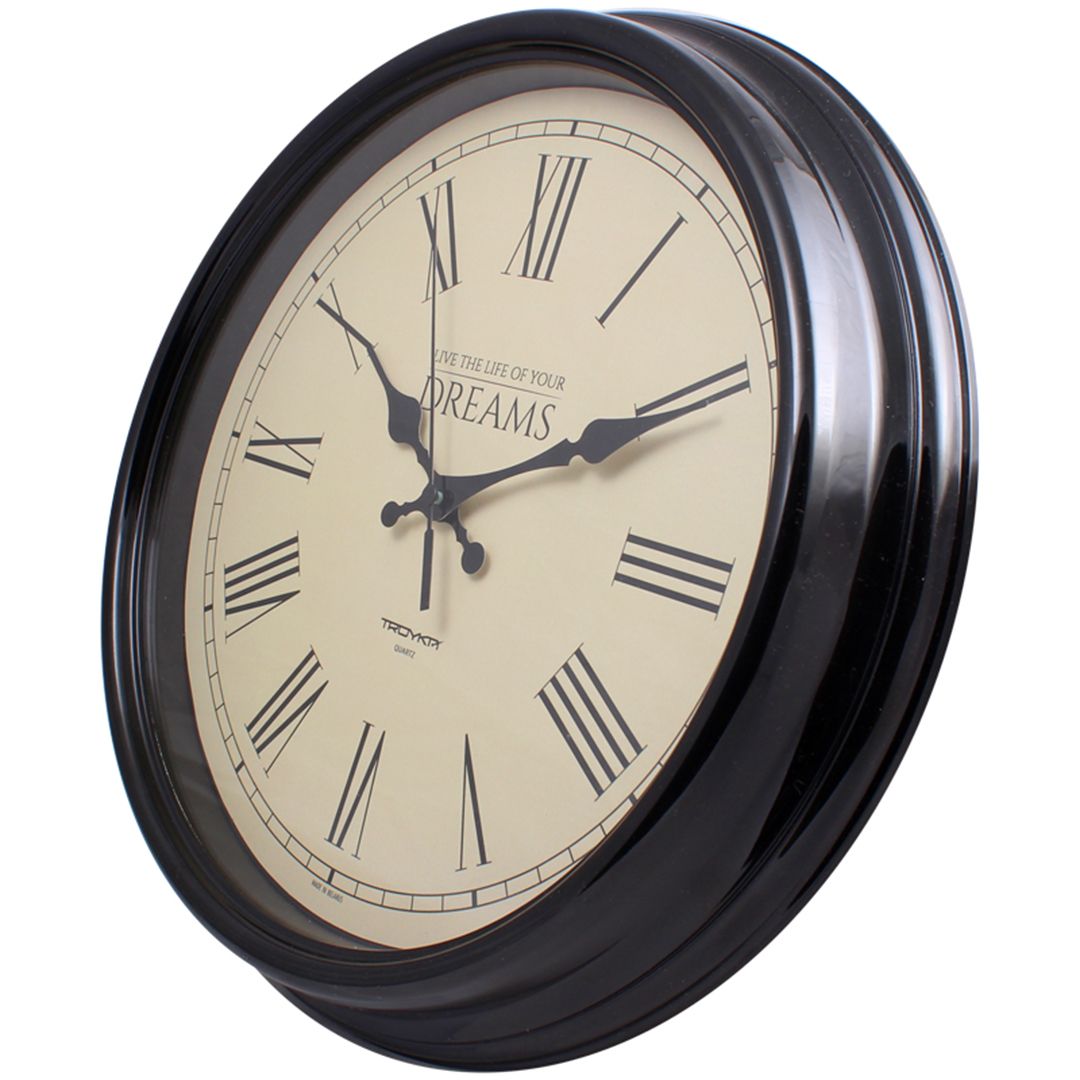 Часы круглые Troyka, d=31 см, пластиковые, черная рамка / Часы настенные №2