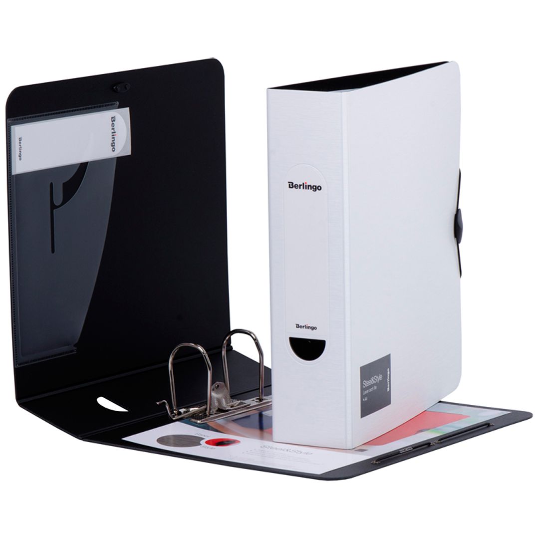 Папка-регистратор Berlingo "Steel&Style", А4, ширина корешка 80 мм, на резинке, белая / Папки регистраторы А4 с шириной корешка 50-80 мм №2