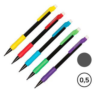 Карандаш механический OfficeSpace, 0,5 мм, HB, грип, с ластиком, ассорти, цена за штуку / Карандаши механические