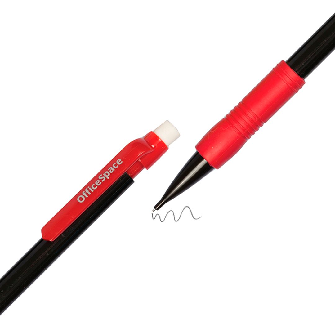 Карандаш механический OfficeSpace, 0,5 мм, HB, грип, с ластиком, ассорти, цена за штуку / Карандаши механические №4
