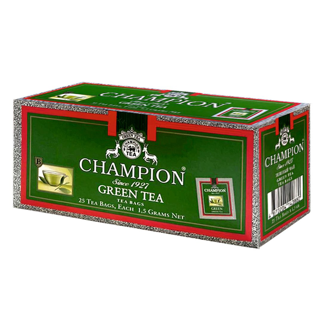 Чай Champion Green Tea, зеленый, 25 пакетиков / Чай пакетированный