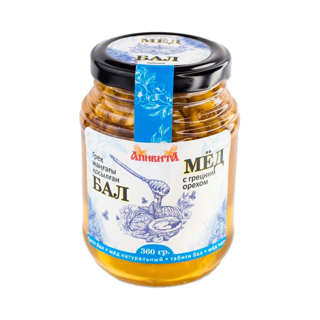 Мёд с грецким орехом, стекло, 360 гр / Мед, варенье, сиропы oe.kz Мёд с грецким орехом, стекло, 360 гр / Мед, варенье, сиропы