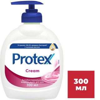 Жидкое мыло Protex "Cream", антибактериальное, с дозатором, 300 мл. / Жидкое мыло