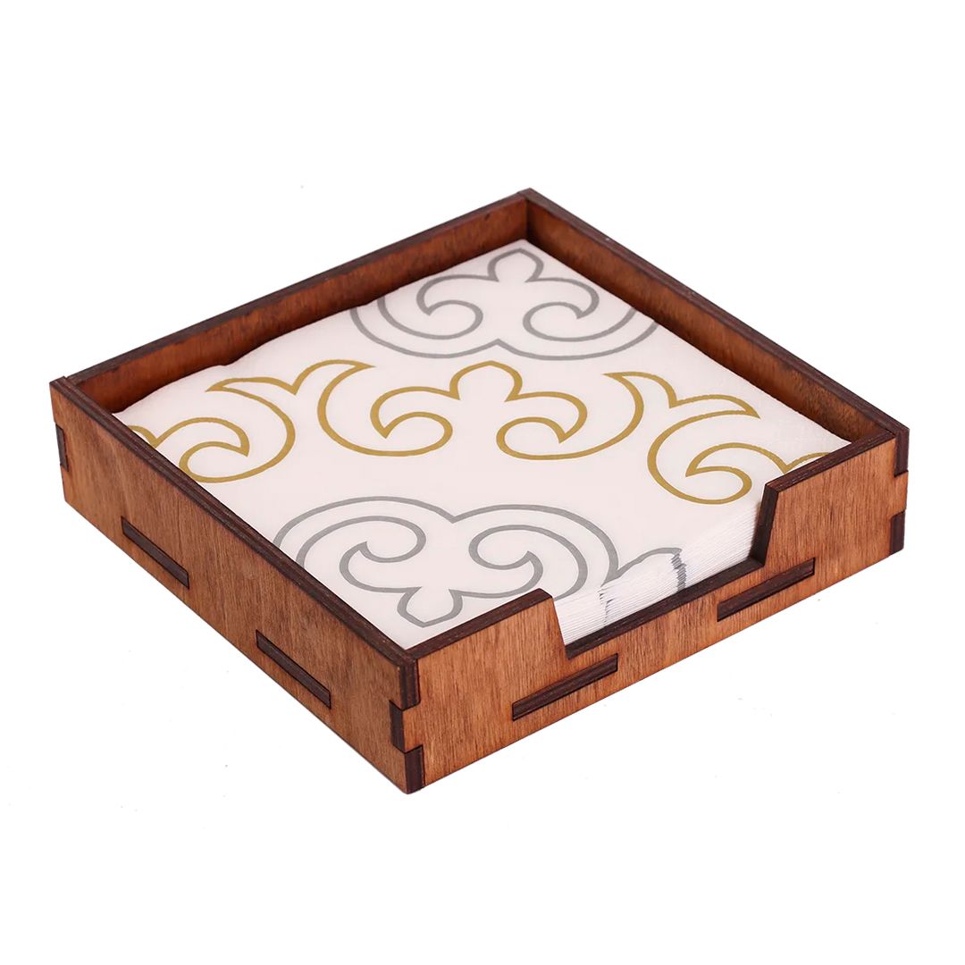 Салфетки Маолин 2-х слойные, 20 шт., с тиснением, размер листа 330*330 мм, с рисунком, белые / Салфетки бумажные №3