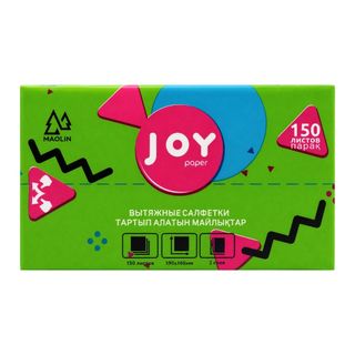 Салфетки Маолин "Joy" 2-х слойные, 150 шт., без тиснения, размер листа 16,8*19 см, белые / Қағаз майлықтар