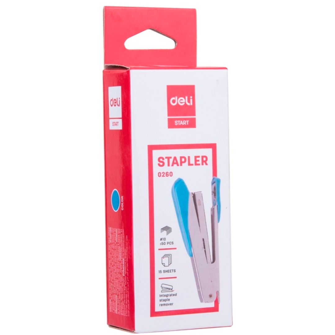 Степлер сшивает до 15 листов, Deli, №10, металлический, ассорти / Степлеры №3