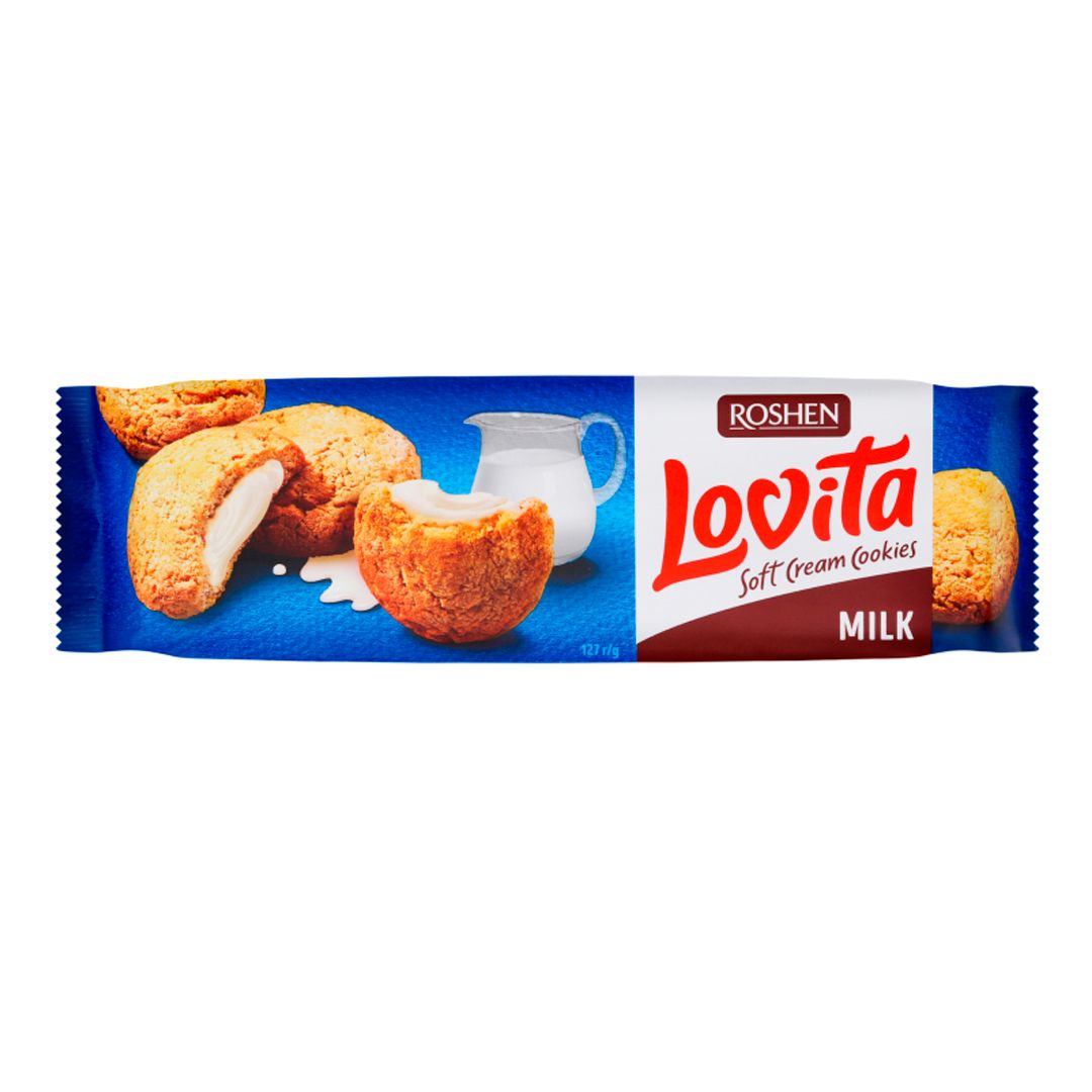 Май қоспалы піспенаны Roshen "Lovita", сүт салмасы қосылған, 127 гр