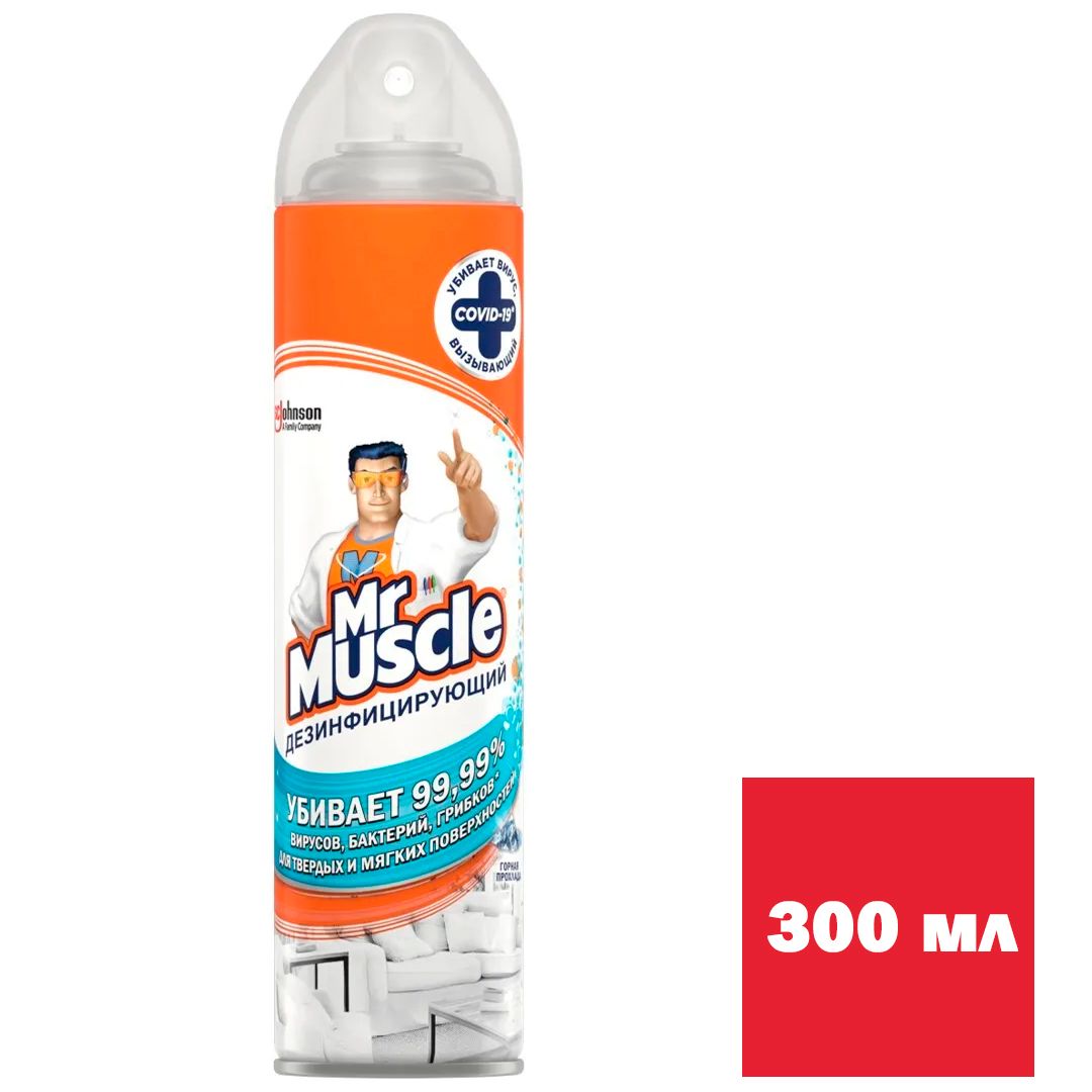 Чистящее средство Mr.Muscle "Дезинфицирующее. Горная прохлада", аэрозоль, 300 мл / Чистящие средства oe.kz Чистящее средство Mr.Muscle "Дезинфицирующее. Горная прохлада", аэрозоль, 300 мл / Чистящие средства